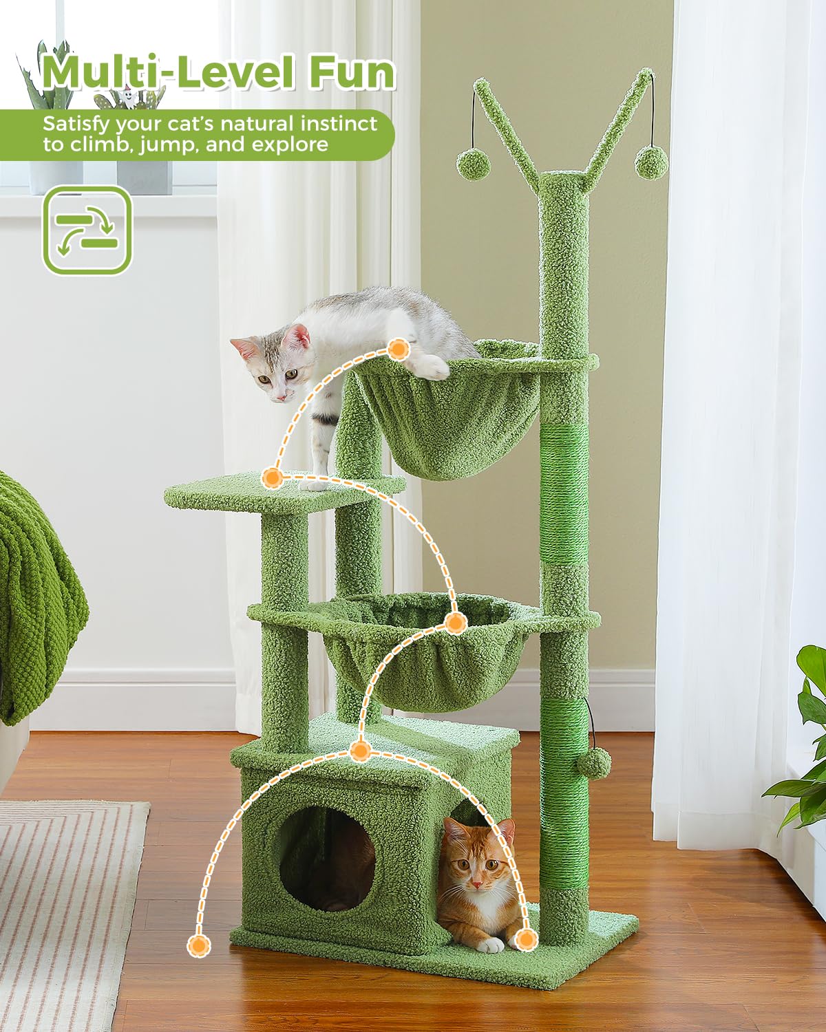 置物 maocat maocao hoom White and Vintage Cat Tree Tower, Cat Furniture